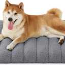 LE SURE Cute Orthopedic Dog Bed Medium Size Dog, Waterproof Chic Flat Pet Beds with Removable Washable Cover, Fuzzy Thick Egg Crate Foam Pet Mat for Indoor Use (30" x 20", Grey)