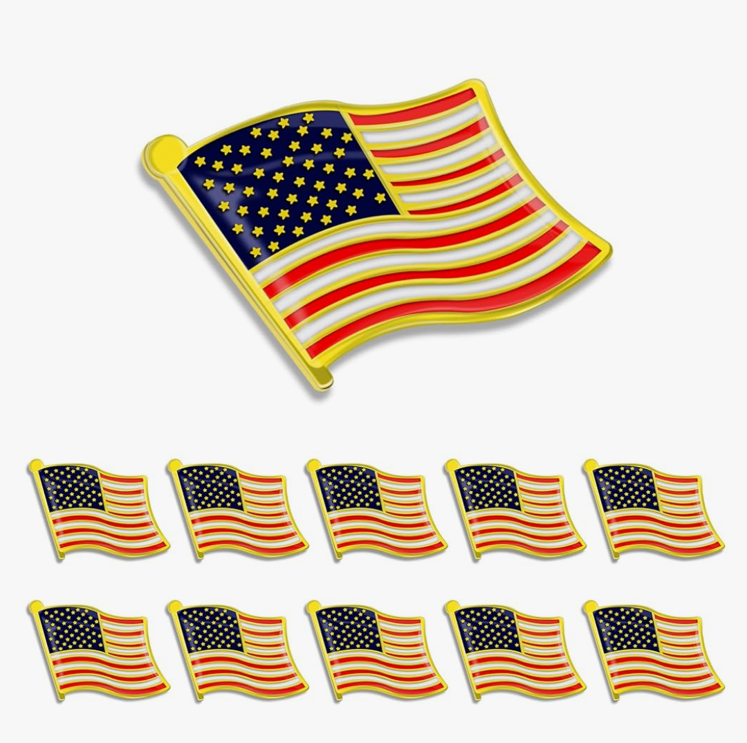 24 Pack American Flag Lapel Enamel Pins Bulk Metal Patriotic US Lapel Pins Badge Souvenir For Hat Bag Men Women Gifts in the USA