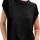 Saodimallsu Womens Cap Sleeve Sweater Vest Crew Neck Casual Lightweight Knit Summer Short Sweaters Pullover Tank Tops Black