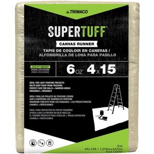 Trimaco 56708 SuperTuff 6 oz thick Utility Weight Canvas Drop Cloth, 4-feet x 15-feet,Beige