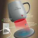 12oz IntelliHeat Coffee Mug | Baristas Choice | Exclusive Wireless SmartSense Pad | Maintains Perfect 135F | Hand-Crafted Ceramic Mug & Lid | for Tea Drinkers | Backed for Life - Grey