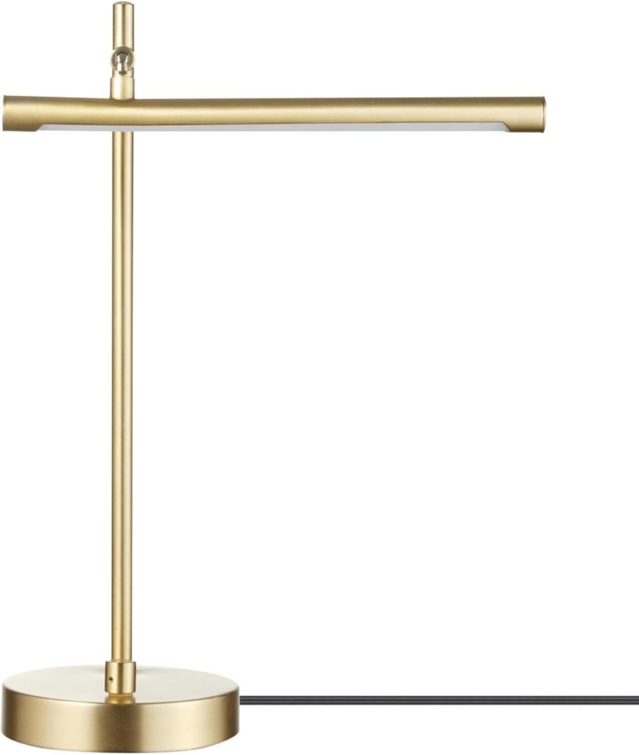 GLOBE Electric 52889 West 15" LED Integrated Desk Lamp, Matte Brass, 200 Lumens, Dimmer Rotary Switch