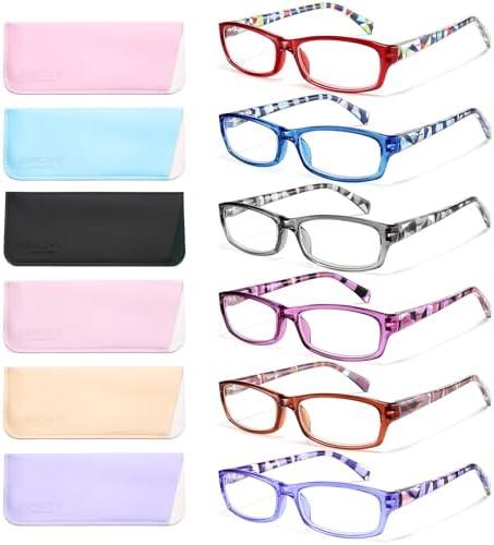 Gaoye Reading Glasses for Women, 5 pack Fashion Readers for Women Men Spring Hinge Eye Glasses, Blue Light Reading Glasses