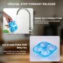 4 x Rose Shaped Ice Cube Tray Elegant Silicone Mold for Unique Ice Cubes, Perfect for Cocktails, Drinks, and Special Occasions 4 grids -Blue