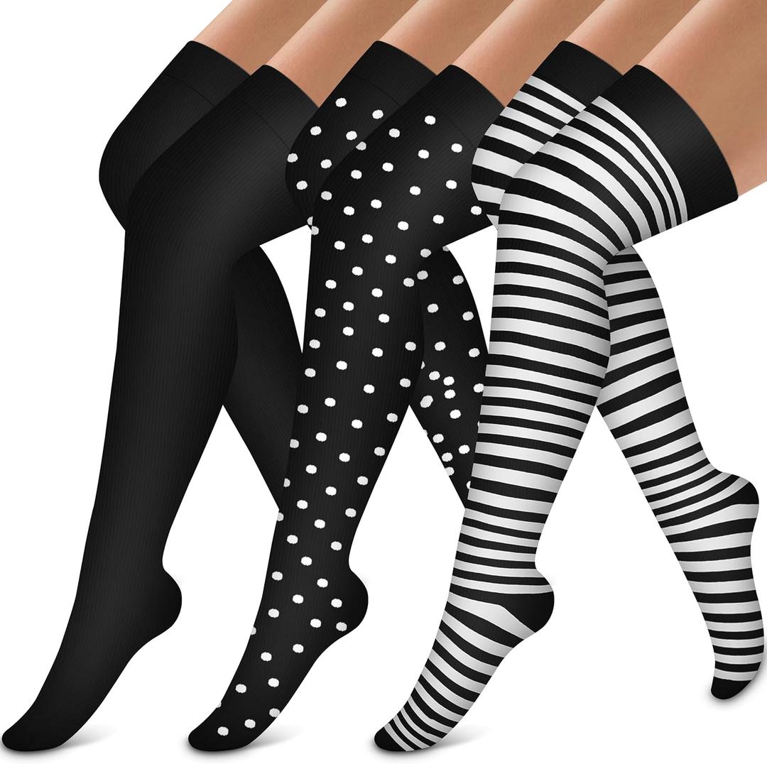 Bluemaple Thigh High Compression Socks for Women and Men Circulation(3 Pairs) Over the Knee-Best Support for Running, Travel (Large-X-Large) Bluemaple Thigh High Compression Socks for Women and Men Circulation(3 Pairs) Over the Knee-Best Support for Running, Travel (Large-X-Large)