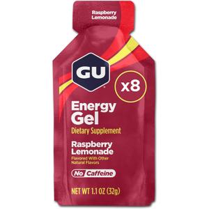 GU Energy Original Sports Nutrition Energy Gel, 8-Count, Vegan, Gluten-Free, Kosher, and Dairy-Free On-The-Go Energy for Any Workout, Raspberry Lemonade. 01/2027