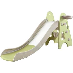 Indoor Toddler Slide for Kids, 3 in 1, Kid Play Climber Playset, Foldiable for Toddlers with Basketball Hoops and Ball, Baby Slide for Backyard Playsets Indoor and Outdoor (Green)