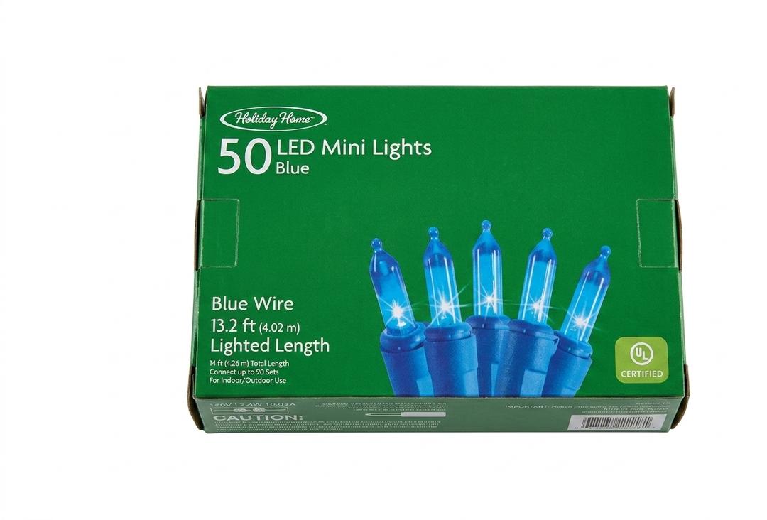 50 LED mini Lights Blue, Blue Wire 13.2 ft