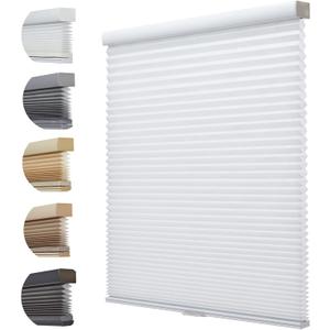 Persilux Light Filtering Cellular Shades Cordless Window Shades for Home Room Darkening Accordion Blinds for Door Home, Sun White, 48" W x 60" H
