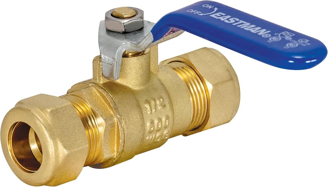 Eastman 1/2 Inch Compression Heavy Duty Full Port Ball Valve, Brass Plumbing Fitting, 20096LF