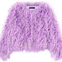 Women's Shaggy Faux Fur Outwear Coat Jacket Long Sleeve Warm Winter (XX-Large, Light Purple)