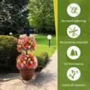 Daifunli 28 Inch Set of 2 Artificial Flowers Topiary Tree Double Ball Boxwood with Spikes for Outdoor UV Resistant Faux Shrubs, Realistic Fake Bushes for Garden Front Porch Patio Decor (Colorful)