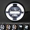 Motorcycle LED Headlight 7 inch, Round Head light with DRL Hi/Lo Beam for Electra Glide Street Glide Road King Heritage Softail Switchback Headlamp (White light with turn signal)