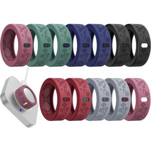 YWXTW Floral Cover for Oura Ring 4/3/ 4 Ceramic/Samsung/Ultrahuman, Support Charging Silicone Ring Protector for Women/Girls/Men, Dressy Accessories, 12 Pack (Minimalism, M)