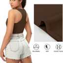 Sports Crop Tank Tops for Women Cropped Workout Tops Racerback Running Yoga Tanks Cotton Sleeveless Gym Shirts (Brown, XS)