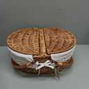 Wicker Picnic Basket with Removable Liner Empty Picnic Baskets with Lid, Picnic Hamper with Foldable Handles for Picnic 2, Natural Color, Large
