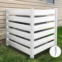 Air Conditioner Fence 50 "H x 50 "W, Privacy Fence Panels for Outside Trash Can Pool Equipment Enclosure Outdoor Privacy Screen  Hide AC Units White Vinyl Fence, 2 Panels with 3 Metal Stake (50 "W x 50 "HSemi-enclosure)