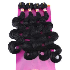 Body Wave Synthetic Hair Weave 4 Hair Bundles Deals 16 18 18 20 Inches Quick Weave Hair Bundles Color 1B Black Synthetic Hair Weft