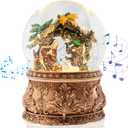 VCUTEKA Christmas Snow Globe, Musical Snow Globes for Girls with Light Up Nativity of Jesus Statue, Christmas Snow Globe Decoration Gift, Battery Operated Snowglobes Christmas Dcor
