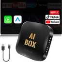 AI Box Carplay, 2+16GB Ai Magic Box for Streaming Netflix/YouTube/TikTok, Car Play Wireless Adapter Supports iPhone & Android Auto, Plug & Play, for Cars with OEM Wired CarPlay/Android Auto