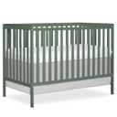 Dream On Me Synergy 5-in-1 Convertible Full-Size Baby Crib with Toddler, Day & Full Bed Conversion in Meadow Green, GreenGuard Gold & BSA, 3 Mattress Heights, Sustainable Pinewood