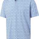 M MAELREG Mens Golf Shirt Short Sleeve Dry Fit Print Moisture Wicking Performance Patterns Collared Polo Shirt (Blue)