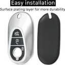 Kirsnda for Mercedes Benz Key Fob Cover with keychian,TPU Protection Key Case Compatible with E Class S Class G Class smart Remote Key (Silver,3 Button)