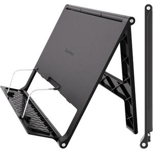 Readaeer Portable Book Stand Free Angle Adjustable Book Holder for Thick Textbook Collapsible Lightweight Book Rest (Black)
