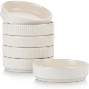 famiware Star Soy Sauce Dish Ceramic Dipping Bowls Set of 6, 4 oz Individual Dip Sauce Cups/Bowls/Dishes/Plates, Small Serving Bowl for Side Dishes, Dessert, Ice Cream, Sushi - Matte White