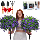 Artificial Lavender Topiary Balls Set of 2-24" UV Resistant Fake Boxwood Shrubs with Ground Spike, Evergreen Artificial Plant Bush for Outdoor Front Porch Patio Garden Home Decor Faux Plants