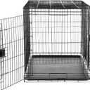 Amazon Basics Portable Metal Wire Dog Crate for Large Dogs, Double Door with Removable Tray, Divider Panel, Easy to Assemble, 48" x 30" x 32.5", Black