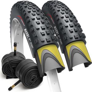 Fincci Maori 29 x 2.25 Inch Bike Tire Foldable 57-622 60 TPI with Nylon Protection and Schrader Inner Tubes 48mm for Mountain Enduro Gravel MTB Hybrid Bicycle