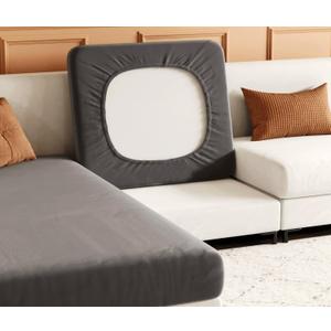 Velvet Couch Cushion Covers, Sectional Couch Covers for Sofa Seat Covers, Stretch (Grey, Small Seater Cushion Covers, 1PCS)