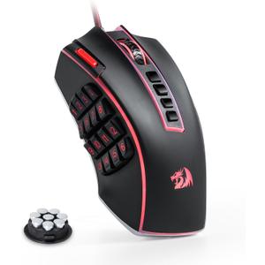 Redragon M990 MMO Gaming Mouse, 32000 DPI High Precision Wired RGB Gamer Mouse w/23 Programmable Buttons, 16 Side Macro Keys, Software Supports, Aluminum Base (Black)