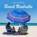 AMMSUN 8 Feet Large Beach Umbrella with Sand Anchor Heavy Duty High Wind Portable Outdoor Umbrellas UV 50+ Protection Air Vent Tilt Patio Garden Pool