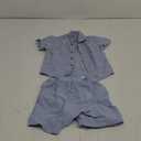 Linen Baby Clothes for Summer Vacation & Beach Hiking, Linen Short with Cotton Linen Top for Girls & Boys (6-7Y, Blue)