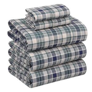 RUVANTI 100% Cotton Sheets – Split King Size Percale Bedding, Cooling & Breathable Floral Design, Durable with a Crisp, Soft & Comfortable Feel, 16" Deep Pocket, 5-Piece Set, Greenish Blue Plaid