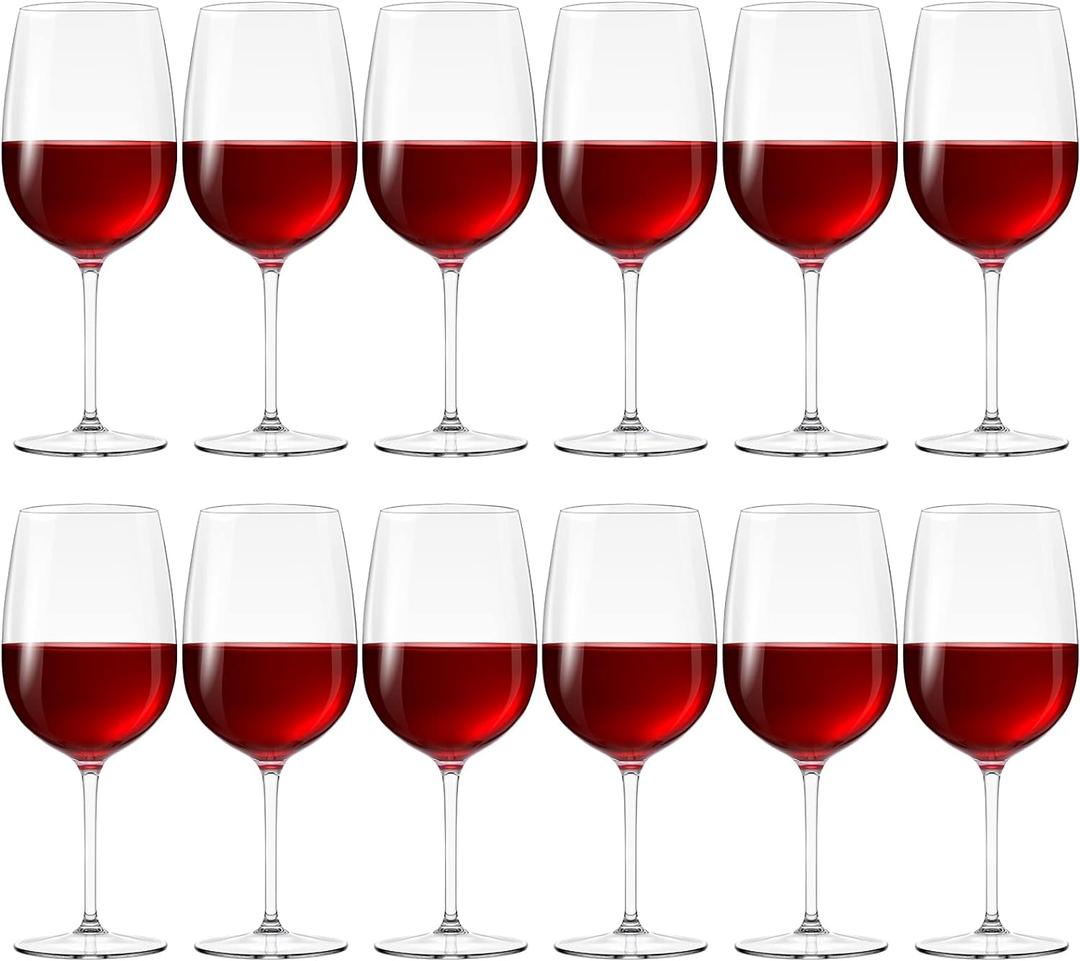 Set of 12 Unbreakable Acrylic Glasses with Stem, 19 oz Plastic Glasses Reusable Clear Goblet BPA-Free for Outdoor Drinking, Pool, Travel, Camping or Picnic Gift Supplies (Goblet)