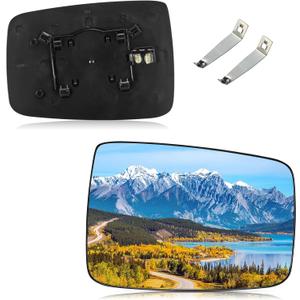 BDFHYK Mirror Glass Compatible with Dodge Ram 1500 2500 2009-2018 Side View Exterior Convex Mirror with Backing Plate, Replaces 68050298AA, 68079362AA, Heated (Right Side)