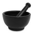 New Age Imports, Inc. Cast Iron Mortar & Pestle Set 3.5 Inch, Heavy Duty, Black