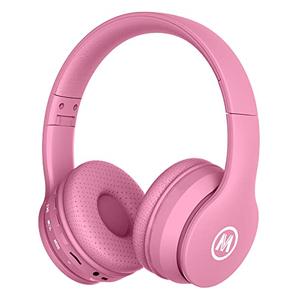 Mokata Kids Headphones Bluetooth 5.3 60H Play Time Wireless Kids Volume Limited 85 /110dB Over Ear Foldable Protection Headset with Mic AUX 3.5mm for Boys Girls Child School Pad Tablet Pink