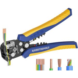 Haisstronica,
Self-Adjusting Wire Stripper, 3 in 1 Stripper/Cutter/Crimping Heavy Duty Automatic Electrical Wire Strippers for 10-24 AWG