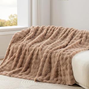Berkshire Faux Fur & Velisse Reversible Blanket - Ultra Soft Plush Blanket for Couch and Bed, Luxury Fluffy Sofa Decor, 90" x 108", Cowboy Buffalo