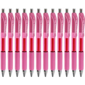 Writon Retractable & Refillable Gel Pens, Comfort Grip, 0.5mm Fine Point, Pink Ink, 12 Pack