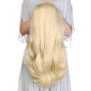 24 Inch Blond Wavy 3/4 Half Wig Long lightest Synthetic Hair Extensions Capless Wigs Hair Clips Extension For Women 210g24 #4