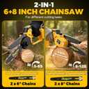 Cordless Mini Chainsaw Compatible with Dewalt 20V MAX Battery, 6 Inch & 8 Inch Small Electric Chainsaw Brushless, 2x 6'' + 2x 8'' Chains, Auto Oiler, Handheld Pruning Tree Saw (Tool Only)
