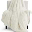 Bedsure Fluffy Cream Throw Blanket Gifts for Women, Men, Soft Fleece Cozy Fuzzy Sherpa Plush Warm Minky Thick Faux Fur Throws for Couch, Bed, Cream Decor Spring Blanket Gifts for Mom Kids, 50x60