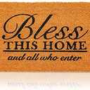 Juvale Coco Coir Door Mat 17 x 30 in - Bless This Home and All Who Enter Doormat for Front Entrance