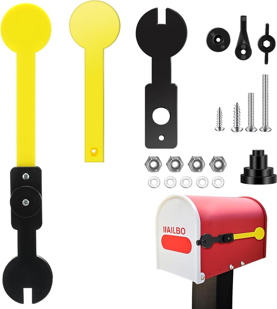 Mailbox Delivery Notification Alert Signal Flag Kits Mailboxes Accessories with Flag Assembly, Wrench, Spacer, Flat Washer, Screw, Lock Nut for Traditional Steel Residential Mailboxes