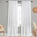KOUFALL 92 Inch Curtains for Living Room,Light Filtering Farmhouse Boho Linen White Semi Sheer Curtain Drapes 92 Inches Long for Bedroom 2 Panels Set (52x92)